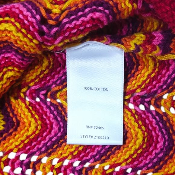 EUC The Pioneer Woman Textured V-Neck Sz. L [12-14] Rose Jacquard Stripe Fuchsia - Picture 6 of 8